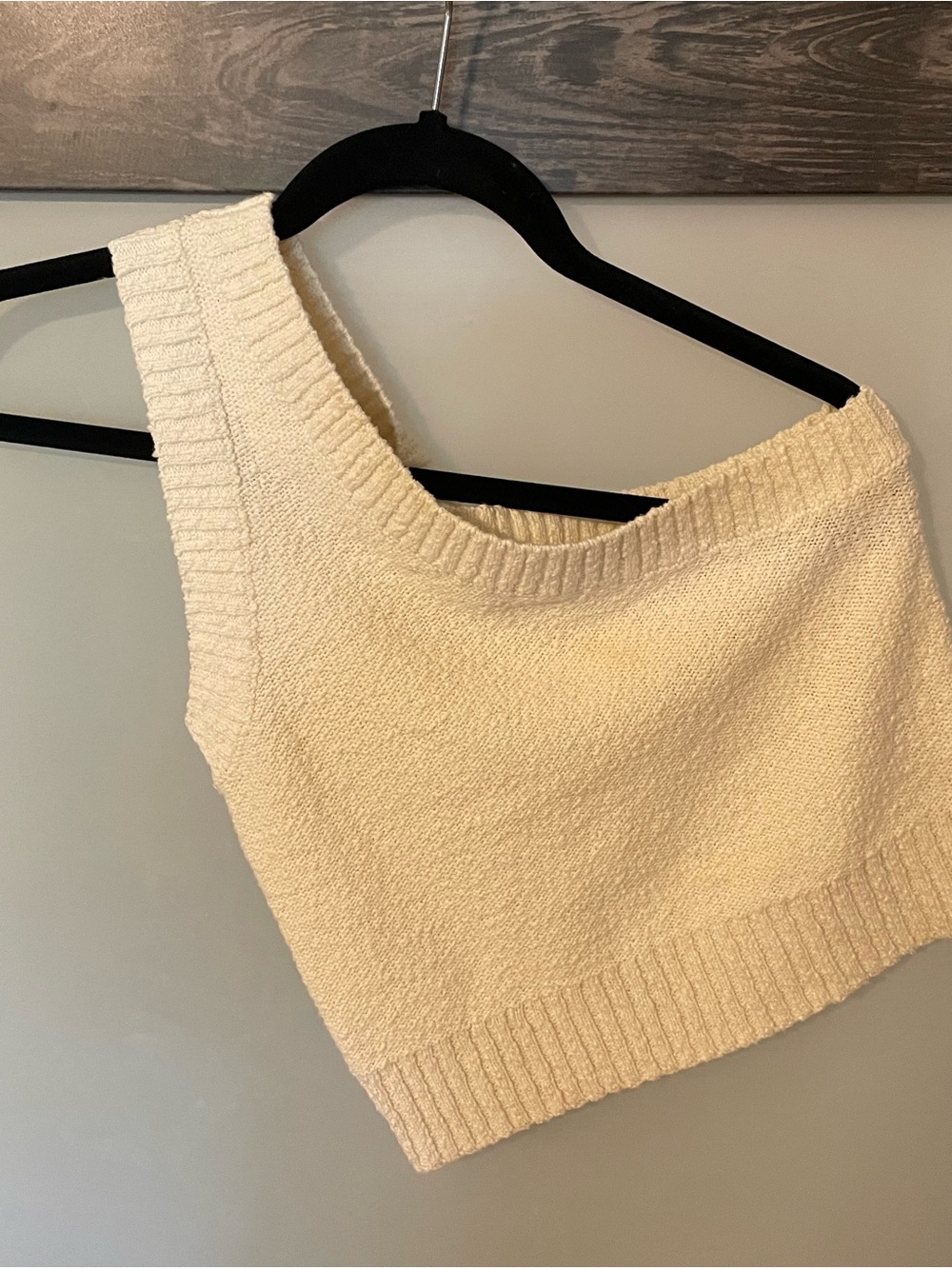 Madewell cream knit one shoulder tank